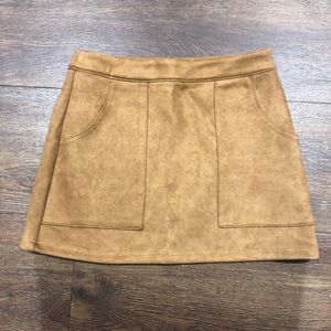 Honey punch Brown leather suede skirt